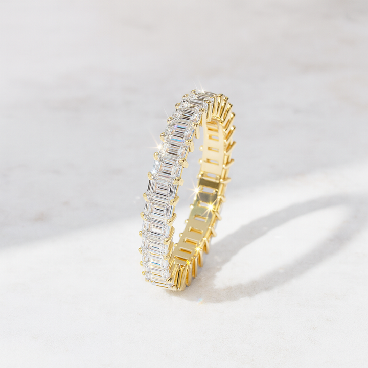 Emerald Cut Eternity Band in Yellow Gold | Dallas Rings