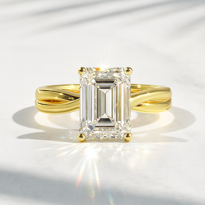 Emerald Cut Solitaire in Yellow Gold | Engagement Ring Dallas