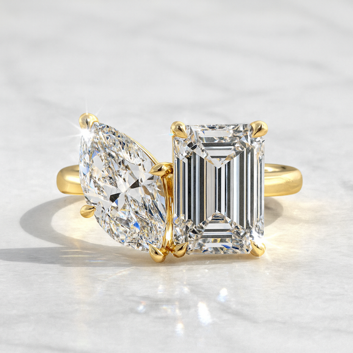 Toi Et Moi Two Stone Marquise and Emerald | Engagement Ring Dallas