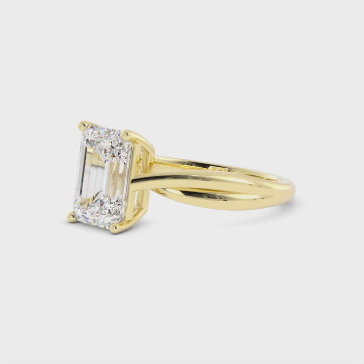 Emerald Cut Solitaire in Yellow Gold | Engagement Ring Dallas