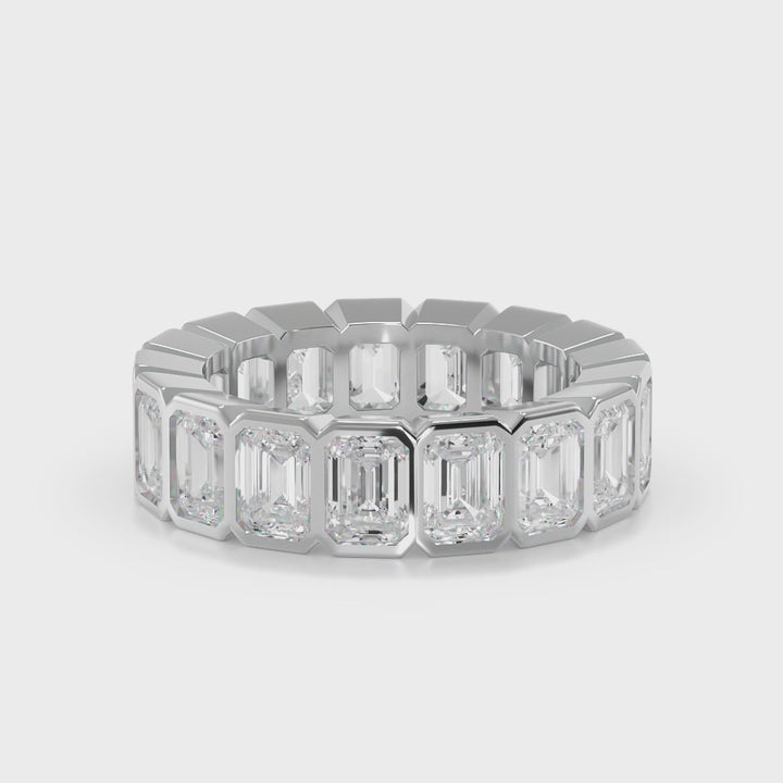 Emerald Cut Diamond Bezel Set Eternity Band