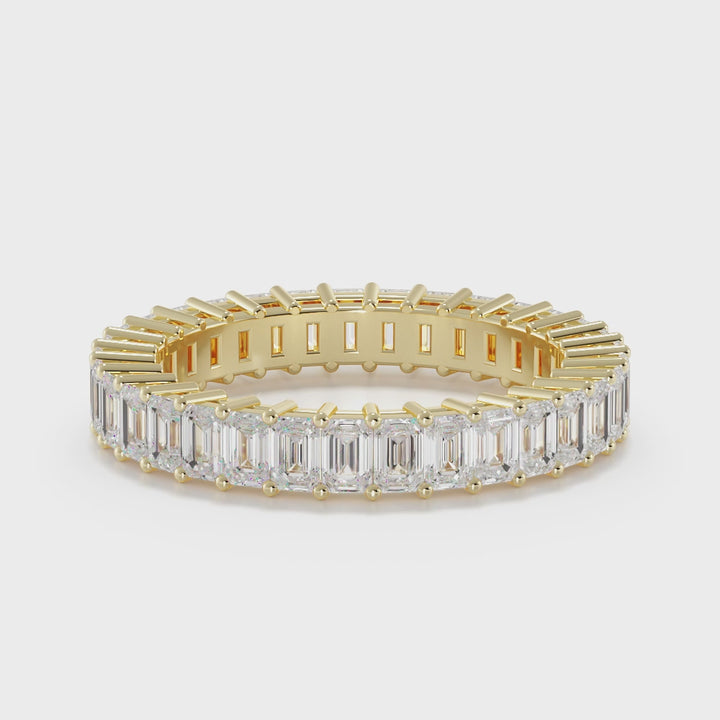 Emerald Cut Eternity Band in Yellow Gold | Dallas Rings