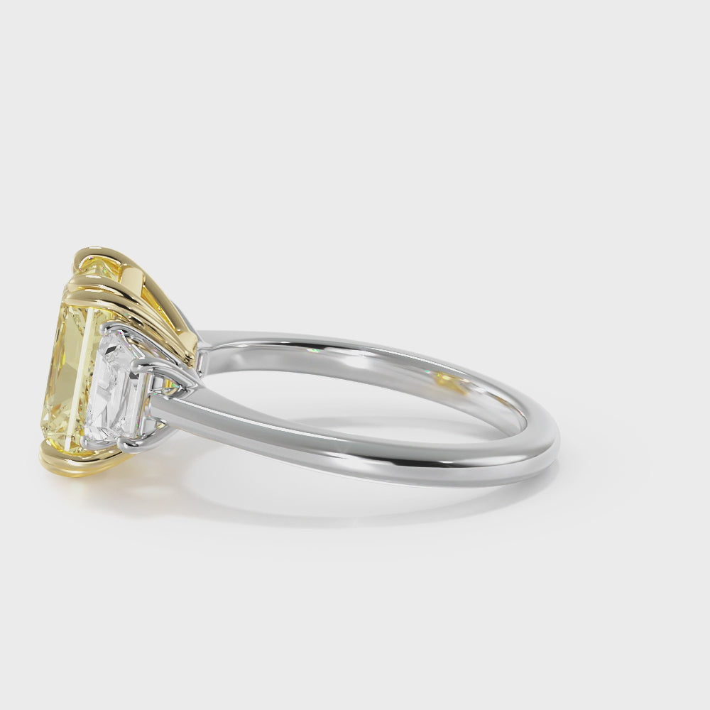 Fancy Yellow Radiant Cut and Trapezoids | Engagement Ring Dallas