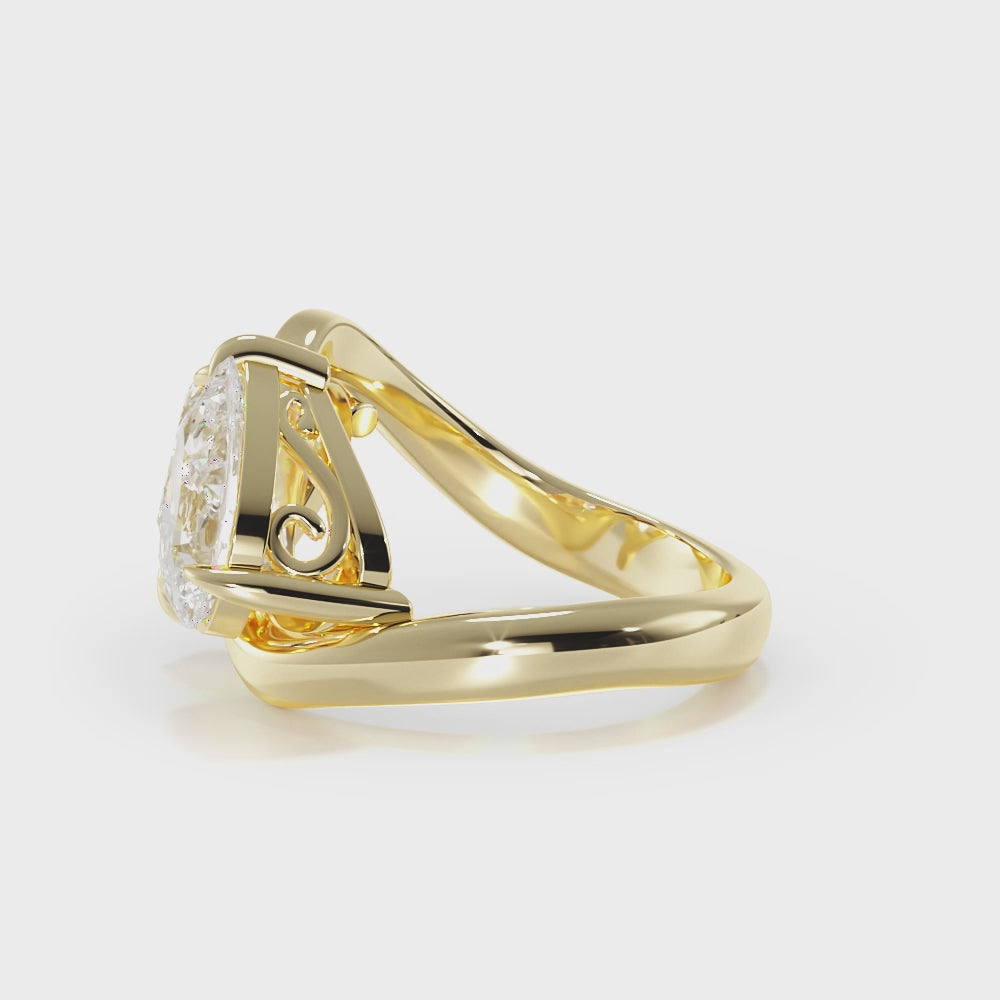 Two Stone Pear Shape Swoop Ring | Engagement Ring Dallas