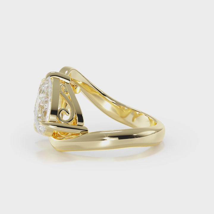 Two Stone Pear Shape Swoop Ring | Engagement Ring Dallas
