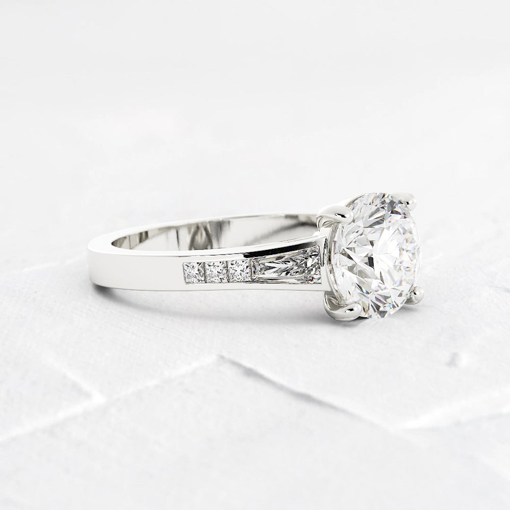 Jennifer Round and Baguette Cut Diamond Engagement Ring