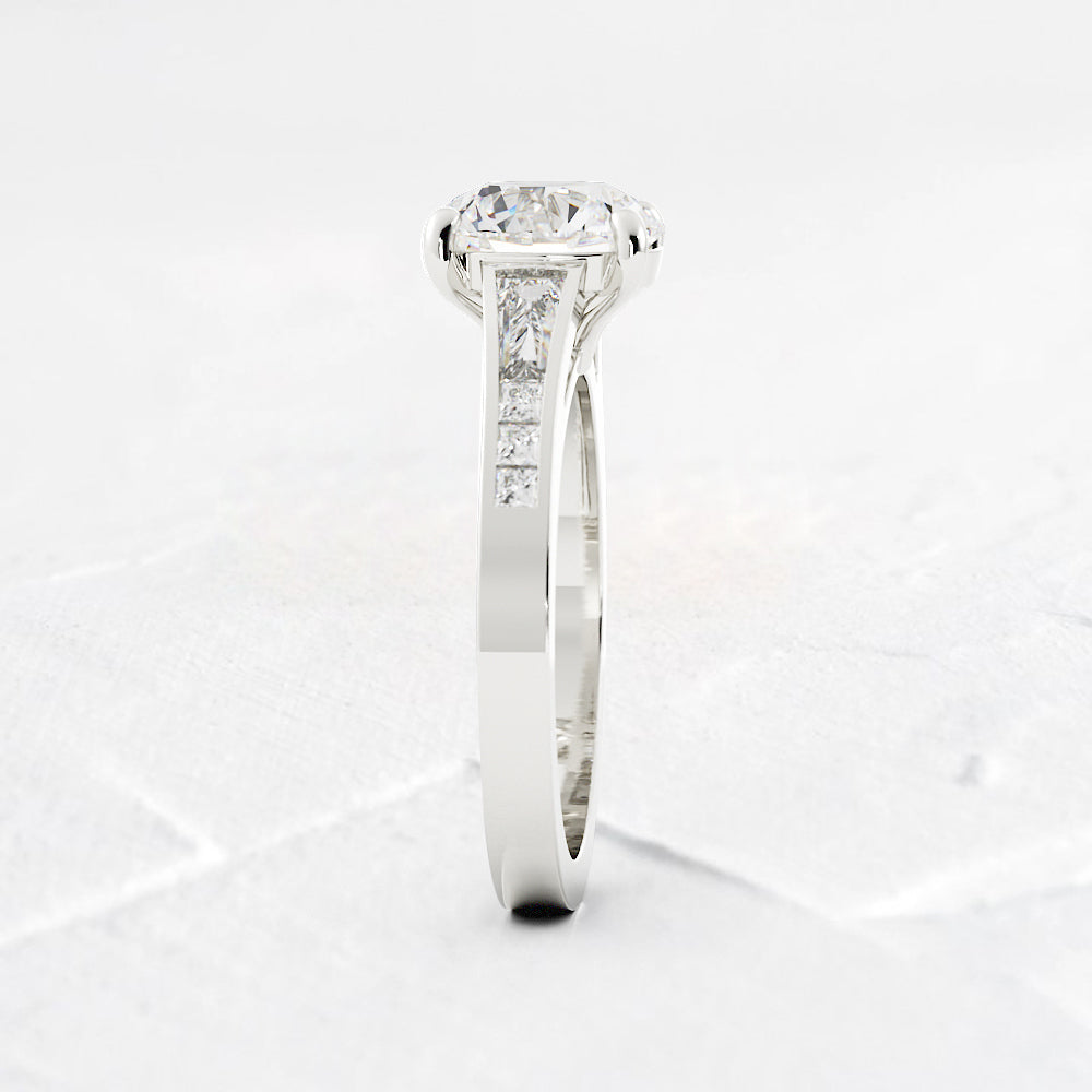 Jennifer Round and Baguette Cut Diamond Engagement Ring