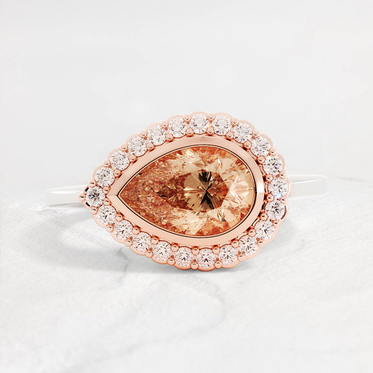 Kimberly Pear Shape Pink Sapphire and Diamond Engagement Ring