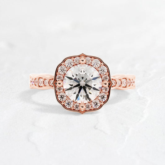 Carrie Rose Gold Round Halo Diamond Engagement Ring
