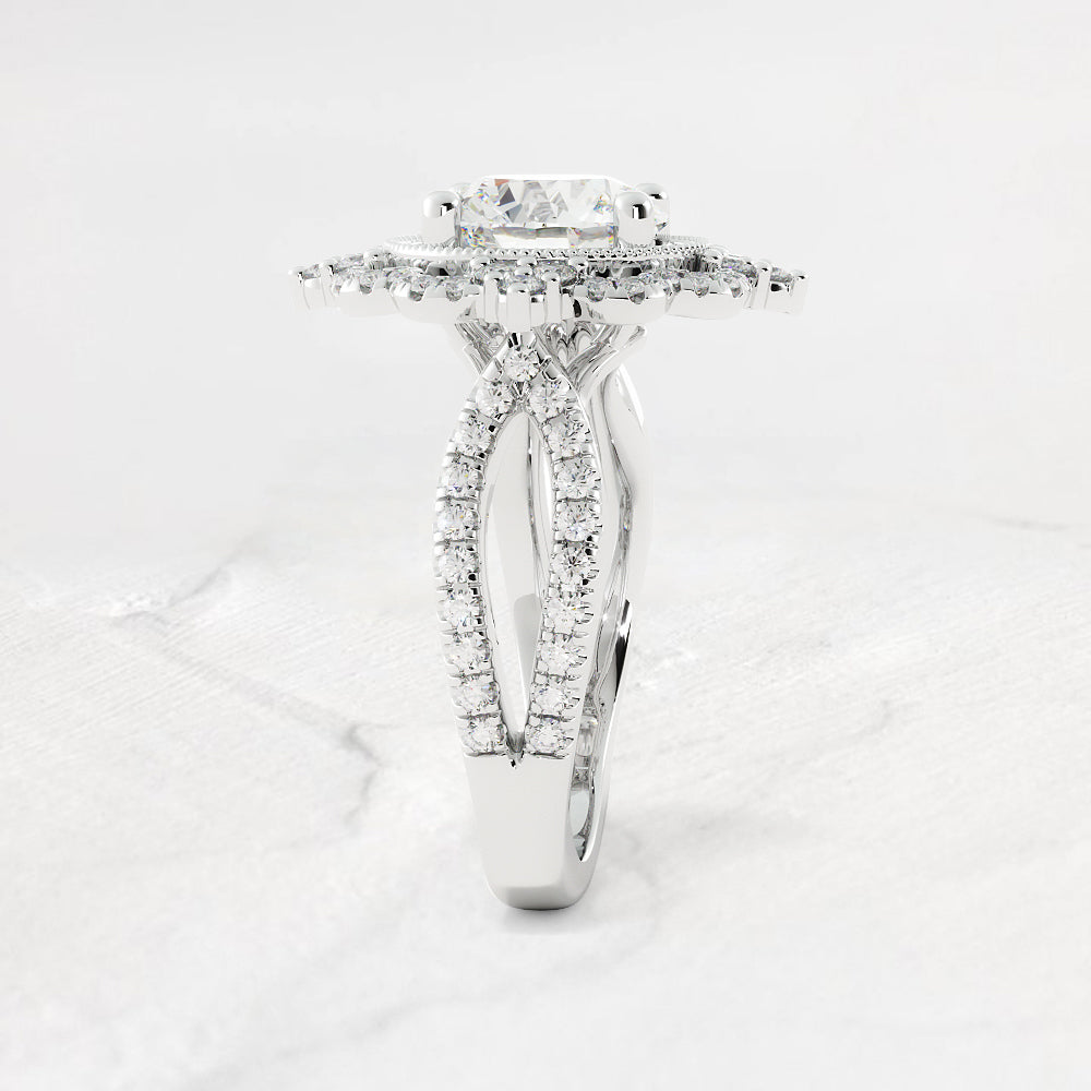 Felicity Floral Halo Round Diamond Ring