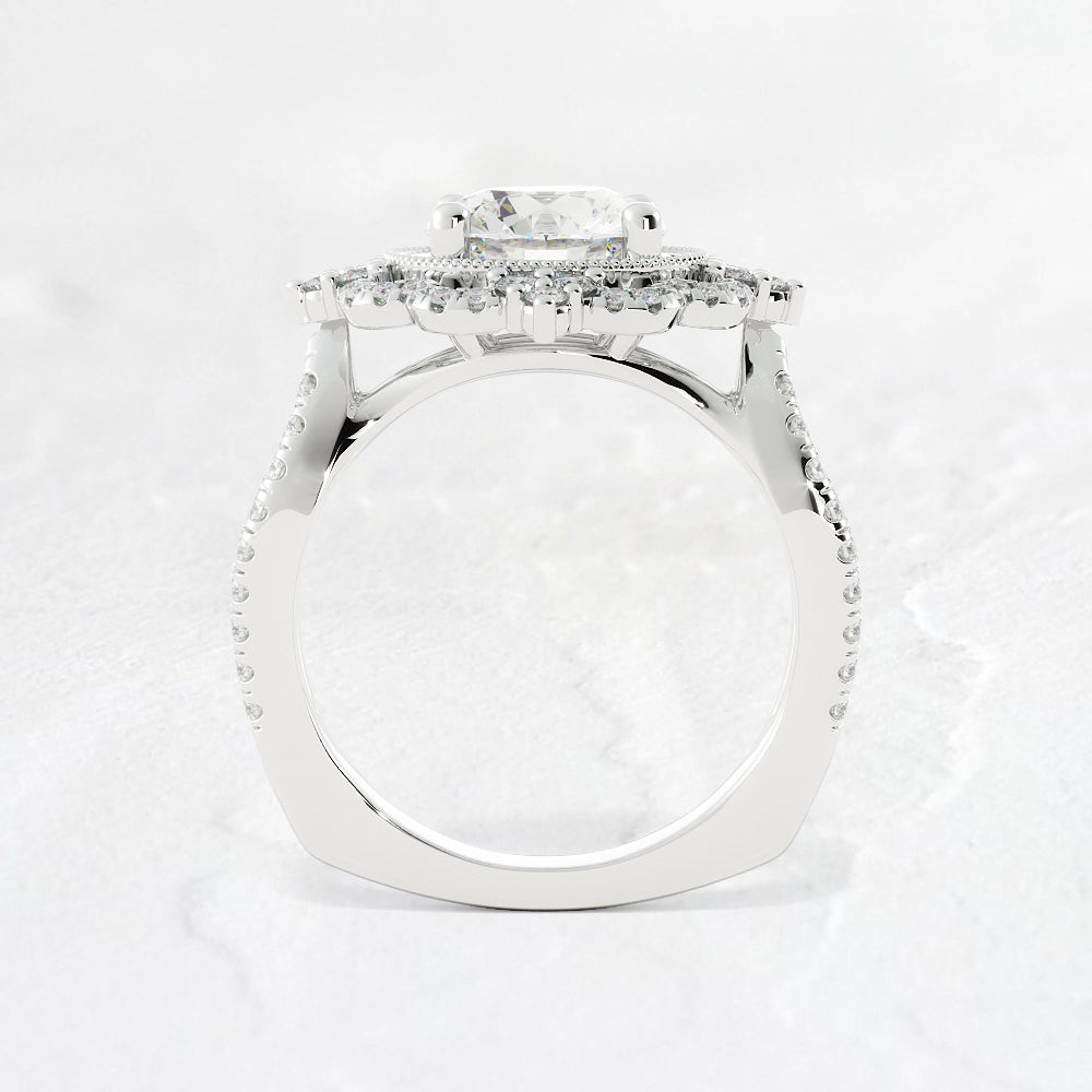 Felicity Floral Halo Round Diamond Ring