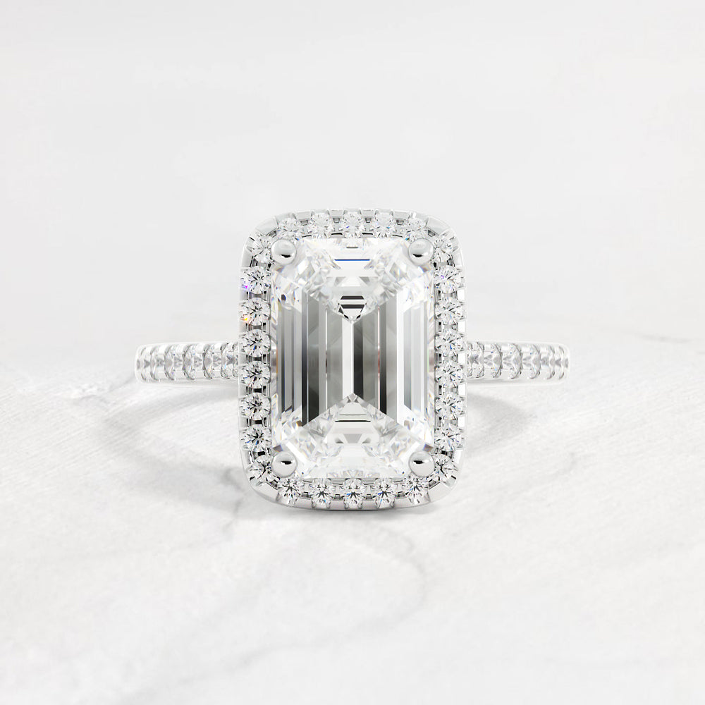Harlow Emerald Cut Halo Diamond Engagement Ring