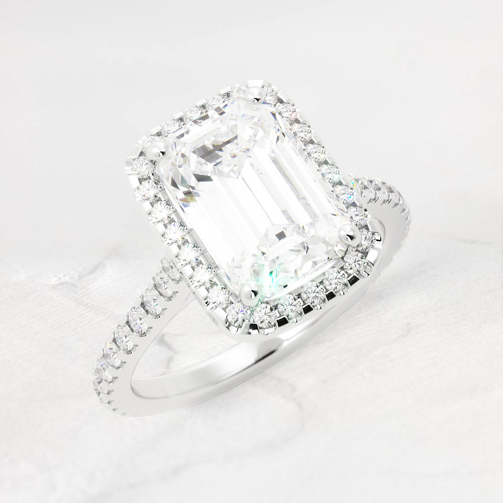 Harlow Emerald Cut Halo Diamond Engagement Ring