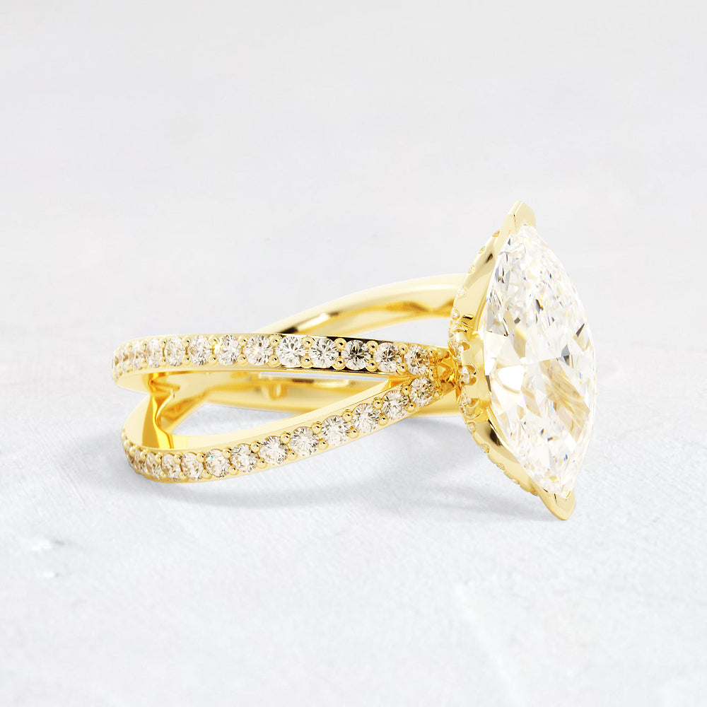 Iris Marquise Cut Halo Diamond Engagement Ring
