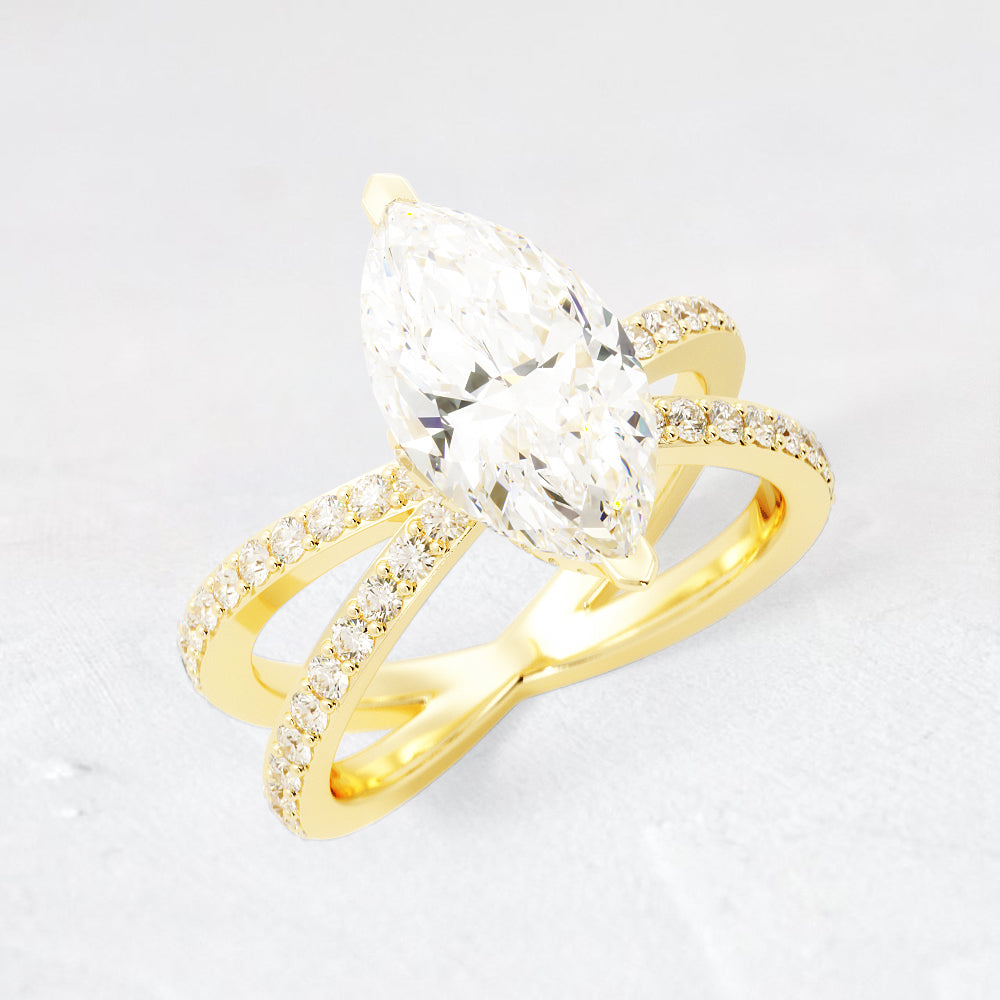 Iris Marquise Cut Halo Diamond Engagement Ring